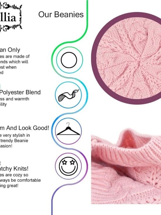 Women\'s Crochet Knitted Style Beanie Slouchy Hat Pink